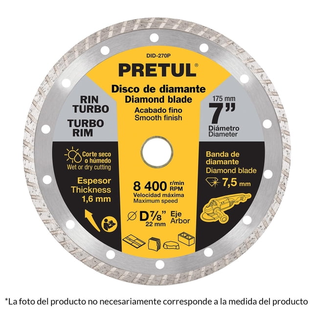 Disco de diamante, rin turbo, 4-1/2', Pretul Pretul Pretul DID-245P