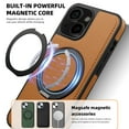 thumbnail image 2 of Allytechgroup Magnetic Case for iPhone 14 Plus, Built-in Invisible 360° Rotatable Kickstand, Compatible with MagSafe, PU Leather Slim Shockproof Protective Phone Case Cover, Brown, 2 of 7