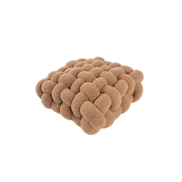 Advancent Cojín de asiento de felpa tejido a mano, cojín para silla, almohada nórdica Ins, cómodo sofá elástico para el hogar, Decoración del hogar Caqui 30*33*12 CM