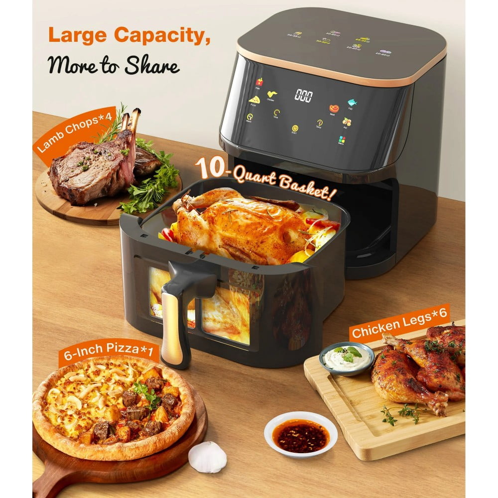 8.45QT Air Fryer with 6 Food Preset, LED Digital Touch Screen, Roast, Reheat, Dehydrate, Bake, Steam, 360° Hot Air, 85% Less Oil Healthy Cooker for Family Size