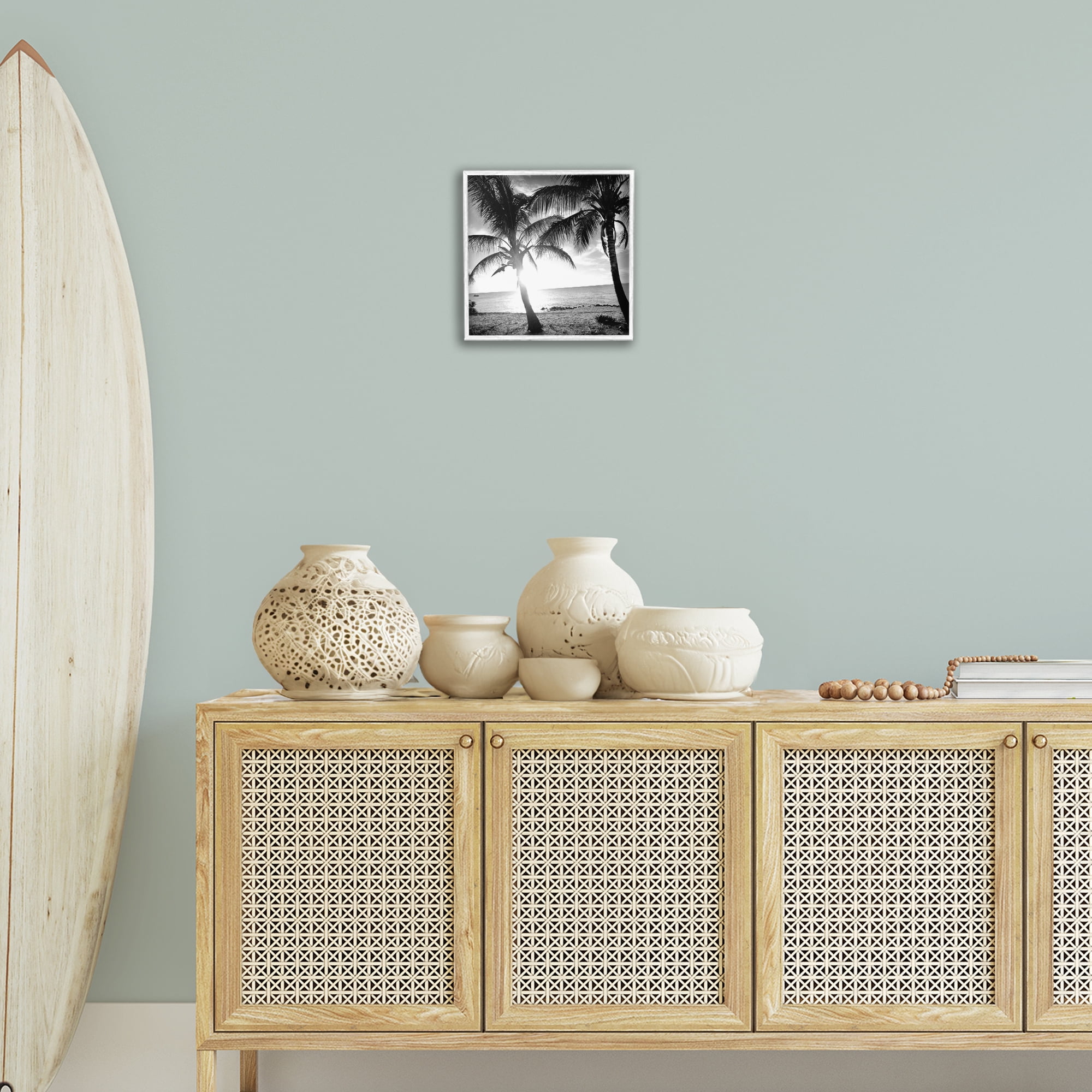 Stupell Industries Sunlit Palm Silhouettes Coastal Photography White Framed Art Print Wall Art, 12 x 12