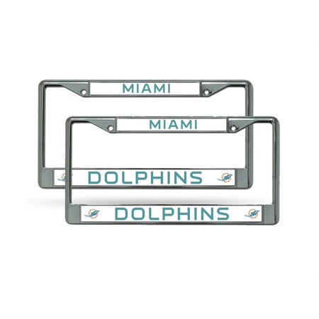 Miami Football Dolphins (Set of 2) Chrome Metal License Plate Frames