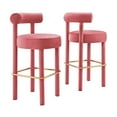 thumbnail image 2 of Modway Toulouse Performance Velvet Bar Stool - Set of 2 in Blossom Gold, 2 of 10