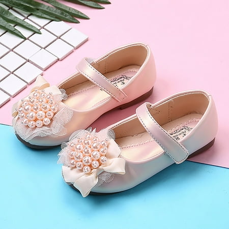 

kpoplk Walking Shoes For Baby Girls Leather Shoes Bow Design Pink Flower Pattern Shoes Kid Girls Performance Sandals For Boys(Pink)