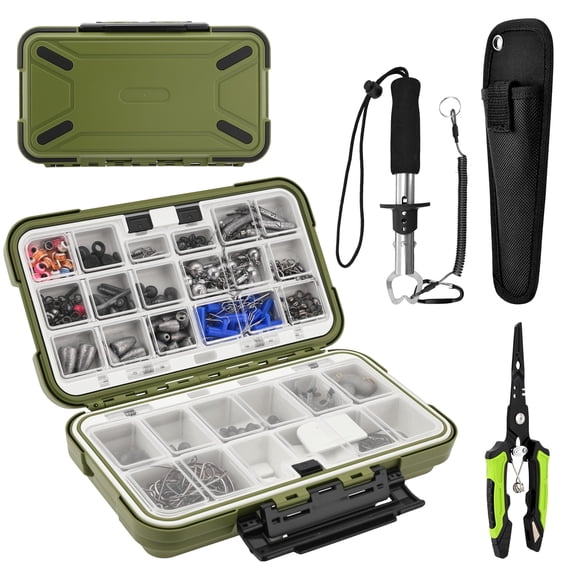 Fishing Accessories Kit,397 Pcs Fishing Tackle Box with Hooks,Weights Sinkers, Swivels, Beads, Fishing Gear Set Equipment for Bass Trout