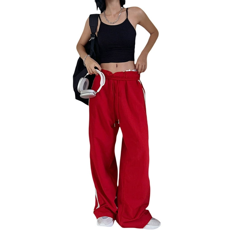 Hip Hop Casual Baggy Pants Women Red Joggers Sweatpants Female Trousers  Korean Style High Waist Pants Y2k Harajuku Streetwear - Pants & Capris -  AliExpress