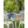 thumbnail image 2 of Coastal Beach Outdoor Tablecloth - 54 Inch Round Dining Table Cover, Nautical Summer Coral Starfish Shell Waterproof Outdoor Table Cloth with Umbrella Hole & Zipper for Picnic/Patio/Party, 2 of 7