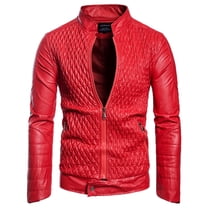 AOOCHASLIY Fall Clothes Men's Leather Plus Fleece Jacket, Motorcycle Jacket, Warm Leather Jacket