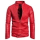 thumbnail image 2 of Chaqueta de piel y forro polar para hombre, chaqueta de moto, chaqueta de piel cálida Pompotops oipoqjl13706, 2 of 9