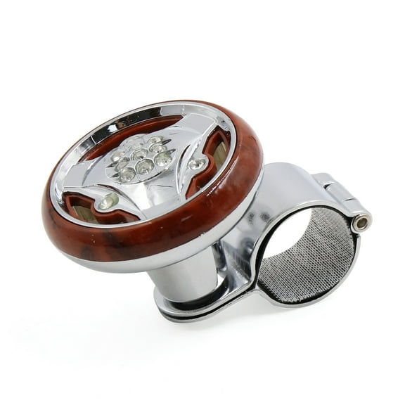 Unique Bargains Durable Plastic Metal Power Handle Steering Wheel Knob w Rhinestone Decor Silver Tone Brown Silver Tone