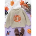 thumbnail image 2 of Gupgi Baby Girl Pumpkin Sweaters Toddler Long Sleeve Flower Embroidery Knit Pullover Toddler Fall Tops, 2 of 7