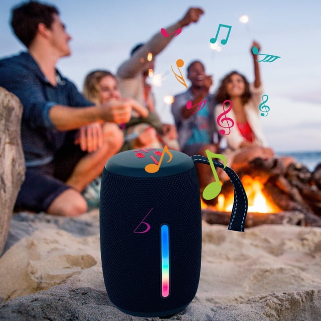 Altavoz Bluetooth portátil para exteriores con luz LED, altavoz inalámbrico de larga duración en espera, sonido estéreo de alta fidelidad, altavoz resistente al agua con altavoces Bluetooth.