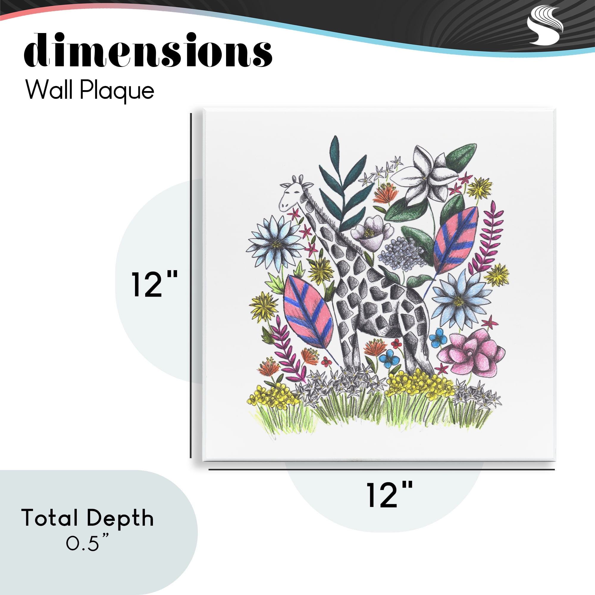 Giraffe in Midst of Flowers Wall Plaque Art, design by Cecilia Battaini