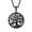 Black with chain, variant on Unisex Stainless Steel Vintage Cut Out Family Tree of Life Crystal Inlay Flower Shaped Couple Pendant Amulet Necklace Black with Chain