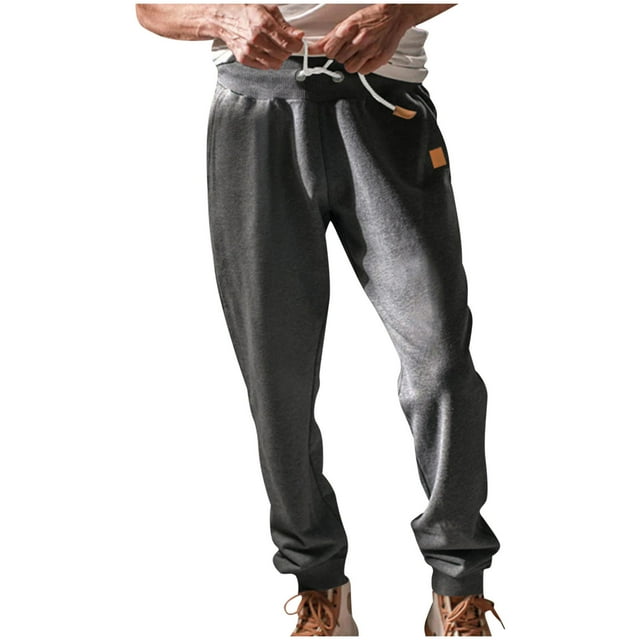 Lovzfmll Men's Spring/Fall Breathable Joggers, Drawstring Waist, Pockets, Elastic Cuffs for Running and Lounge Dark Gray, 3XL