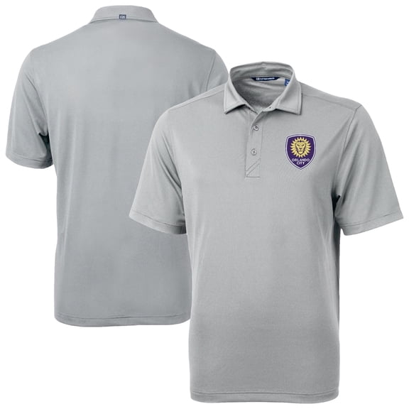 Men's-Cutter & Buck Gray Orlando City SC Big & Tall Virtue Eco Pique Recycled Polo