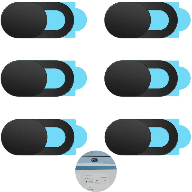 Desiderio - Funda para cámara web compatible con ordenador, portátil y teléfono inteligente, protección de privacidad deslizante (paquete de 6), color negro, ovalada