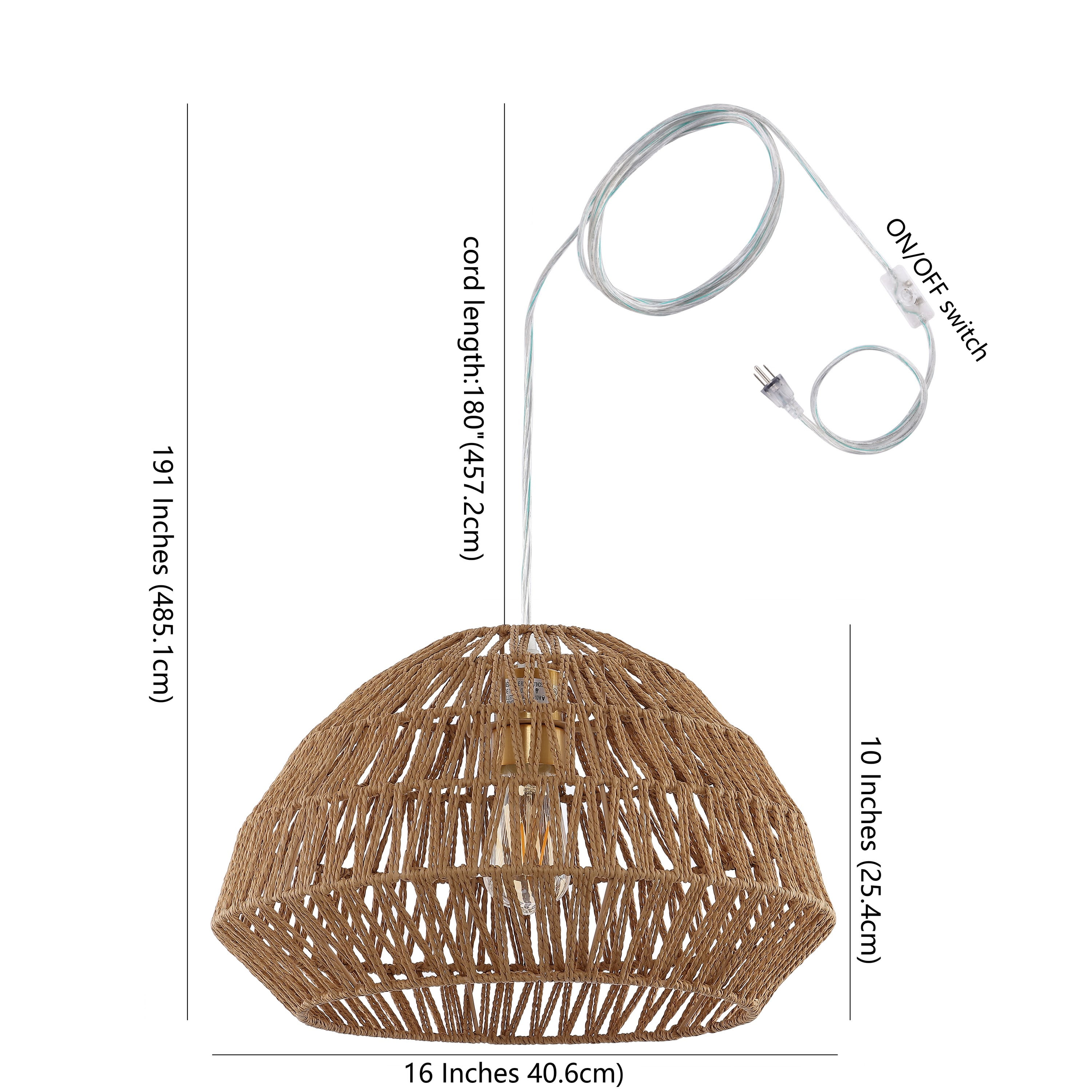 Safavieh サファヴィア ライトブラッシュ アンバー SAFAVIEH Niamh LED Natural Rattan Pendant Light with 100