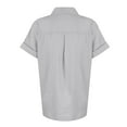 thumbnail image 4 of Kddylitq Summer Button Down Shirts for Women Cotton Linen Collared Tops Short Sleeve Gauze Blouses 2024 Casual Work Clothing Gray S, 4 of 5