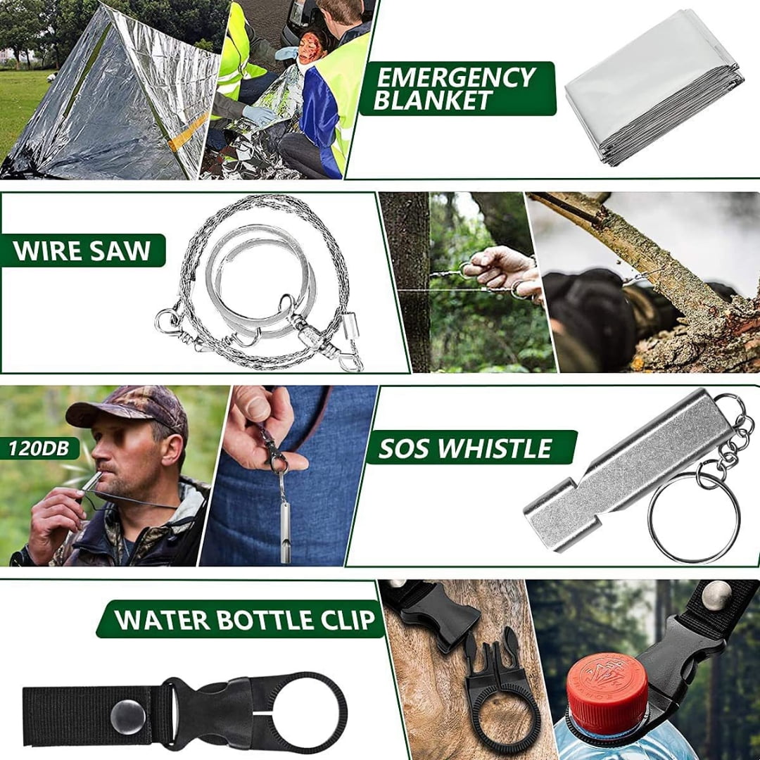144Pcs Camping Car Outdoor Rescue Treasure Box Survival Tool Kit First Aid Box Emergency Kit Equipment Supplie