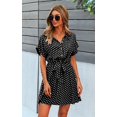 thumbnail image 2 of Femmes Robes Casual Manches Courtes Bouton Imprimé Floral vers le Bas V Cou Été Boho Midi Robe, 2 of 7