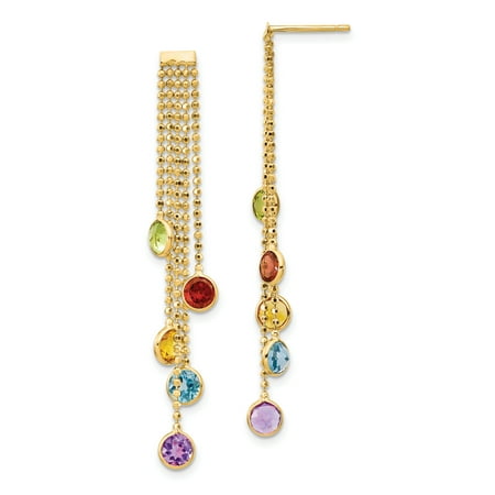 Multi Stone Dangle - ICE CARATS 14kt Yellow Gold Multi Colored Gemstone Drop Dangle Chandelier Post Stud Earrings Fine Jewelry Ideal Gifts For Women Gift Set From Heart