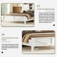 thumbnail image 4 of New Farmhouse Platform Bed with Double Sliding Barn Door, Queen Size Rustic Wood Bed with Charging Station, Wood Slats Support, White+Brown, 4 of 11