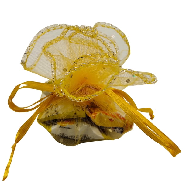 100 bolsas de regalo de organza transparente de Ankirol, color dorado, 26 cm