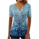 thumbnail image 3 of TaTaai Women's Printed Top, Soft Breathable Cotton, Relaxed Fit, Short Sleeve V-Neck, Button Detail Ruching, Pullover Style, Casual Daily Spring Summer Wear Multi-Color Gift, 3 of 5