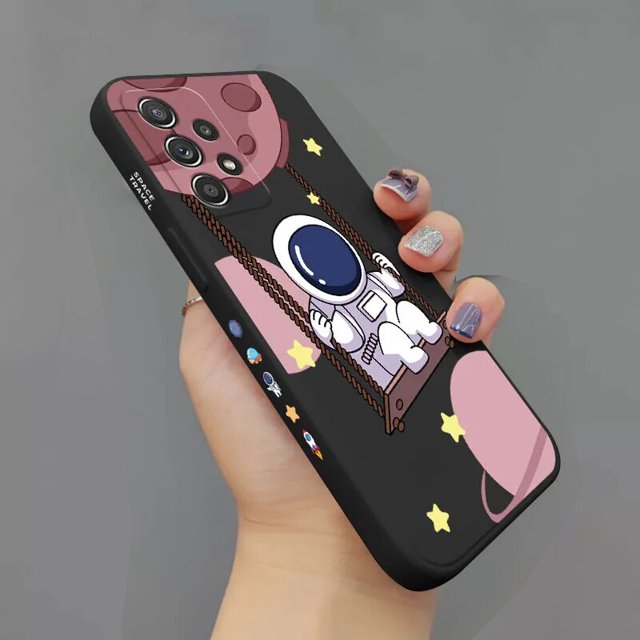 Funda de silicona cuadrada con dibujos de astronautas para Samsung Galaxy, carcasa suave mate para Samsung Galaxy A13, A23, A33, A53, A73, 5G, A32, A52, A52s, A72, A51, A71 Fivean unisex
