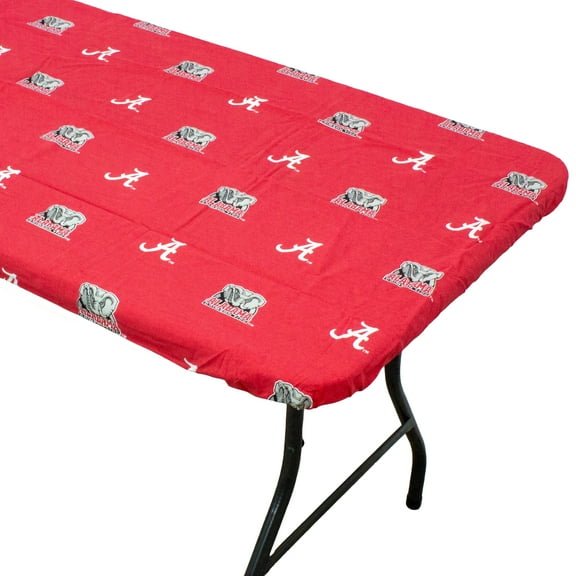 College Covers Alabama Crimson Tide Tailgate Fitted Tablecloth, 72" x 30", 6 ft Table Cover