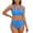 Blue, variant on High Waisted Bikini Sets For Women Two Piece Swimsuit Loose Tummy Control Bathing Suit Solid Color Summer Beach Comfortable Swimwear Hot Pink S