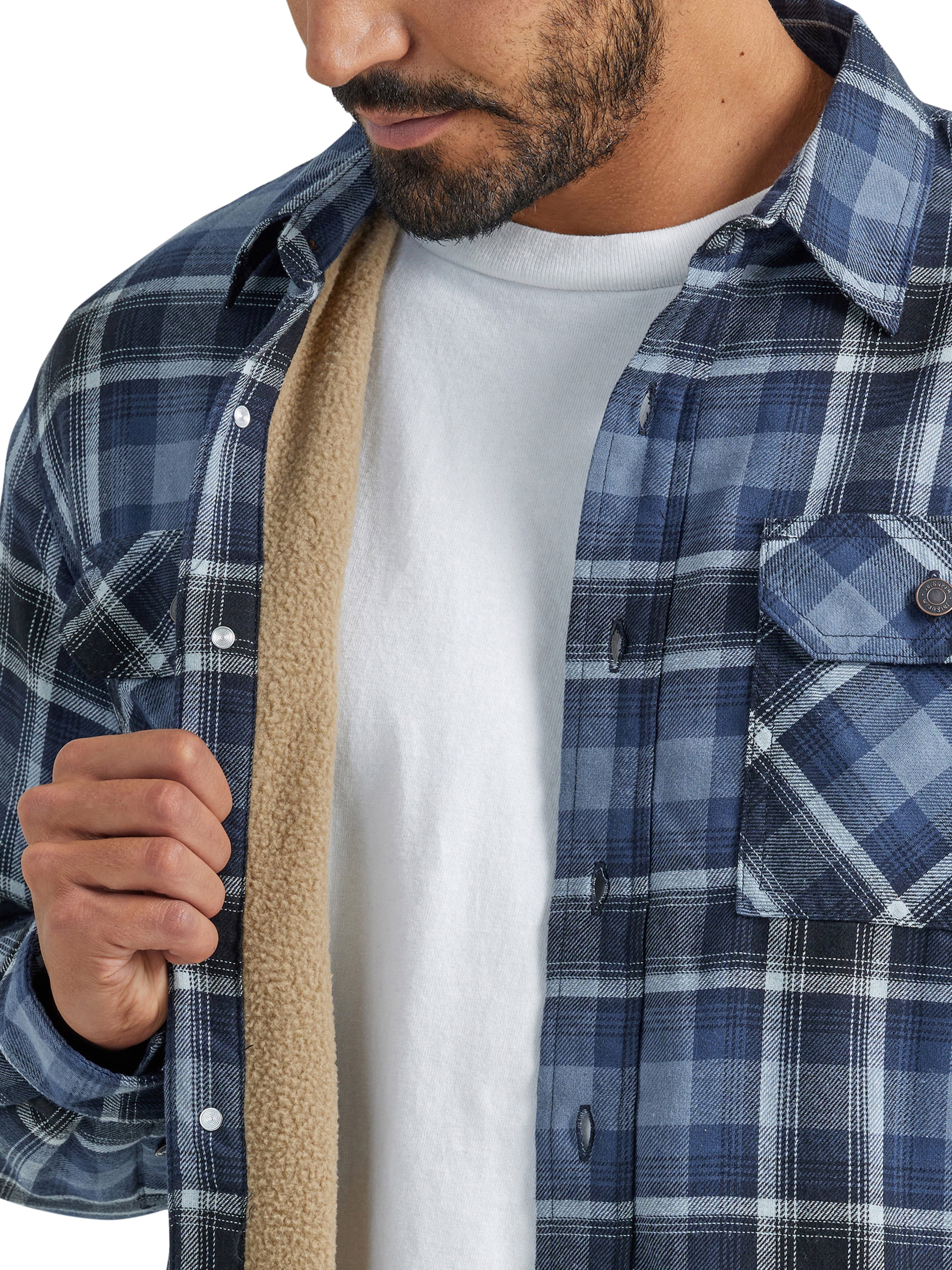 Wrangler® Men's and Big Men's Long Sleeve Sherpa Heavyweight Shirt Jacket (S-5XL)