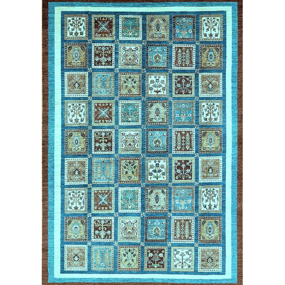 Ahgly Company Indoor Rectangle Abstract Light Blue Modern Area Rugs, 5' x 7'