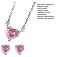 thumbnail image 7 of SmartBy Women Earring Necklace Set Pink Rhinestone Heart Shape Pendant Stainless Ear Neck Decoration Jewelry Prom Wedding Party Jewelry Set, 7 of 7