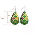 thumbnail image 4 of Mardi Gras Glitter Leather Earrings 3 Layer Feather St. Patrick's Day Earrings, 4 of 9