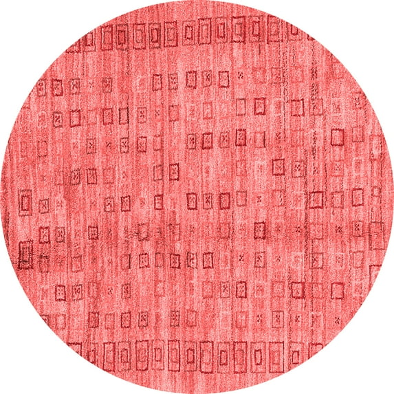 Ahgly Company Indoor Round Abstract Red Contemporary Area Rugs, 6' Round