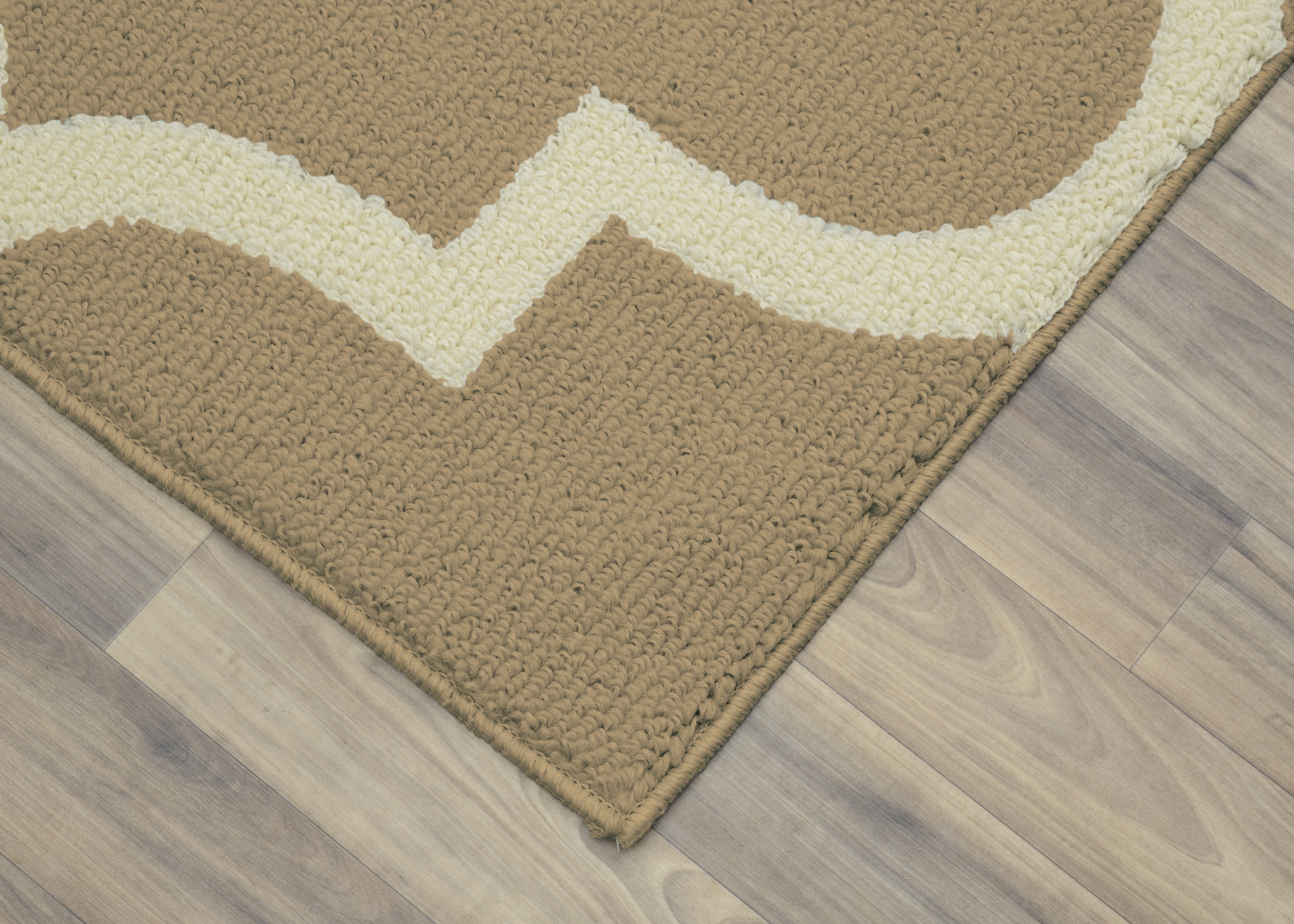 Mainstays Quatrefoil Tan/Ivory Indoor Area Rug, 7'6" x 9'6"