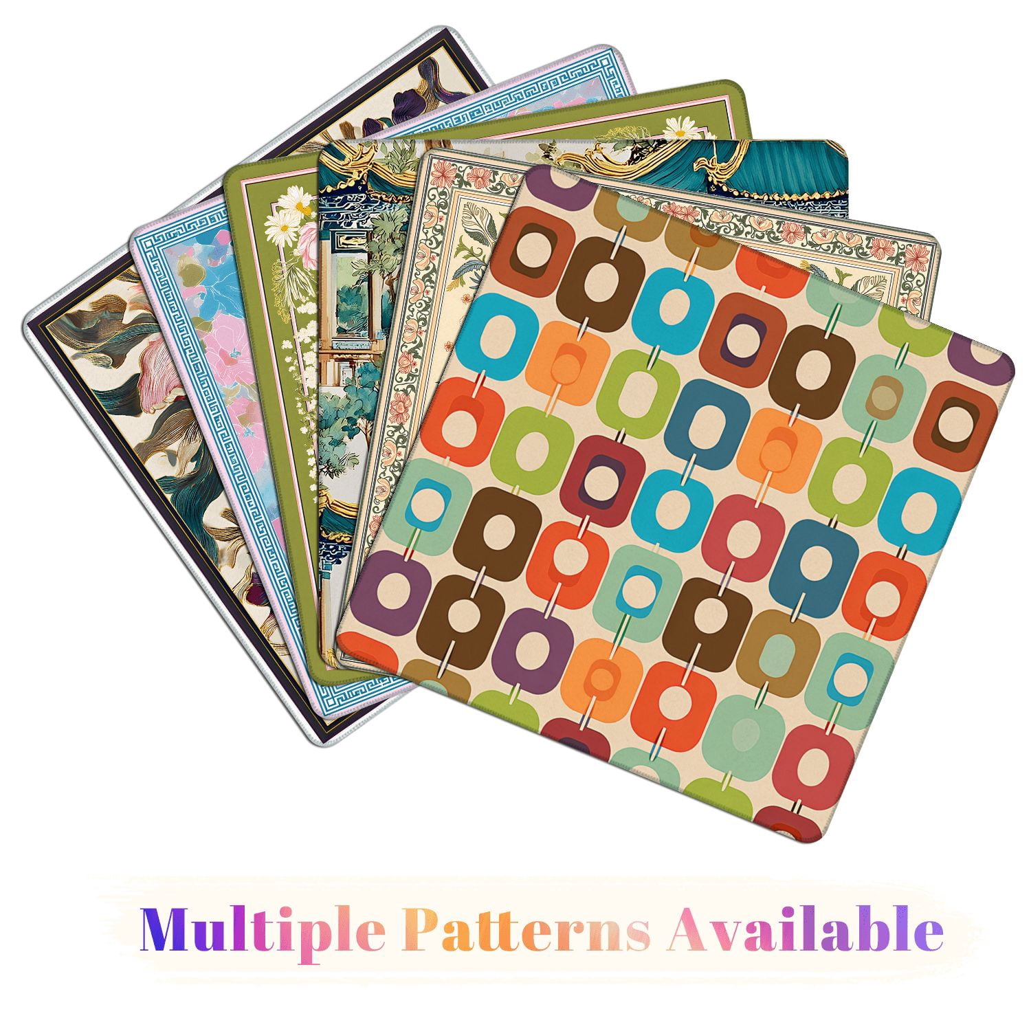 Mahjong Mat 31.5" x 31.5" mid century style seamless Non-Slip Noise Reduction American Mahjong Tiles Table Cover for Dominoes Poker Card Board Games Gift