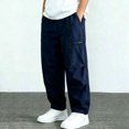 thumbnail image 5 of YUANxueke Boys Fleece Cargo Pants Elastic Waist Outdoor Hiking Sweatpants with Pockets,Navy,Sizes 3-15, 5 of 5