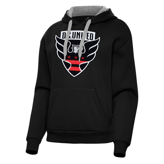 Women's Antigua Black D.C. United Victory Pullover Hoodie