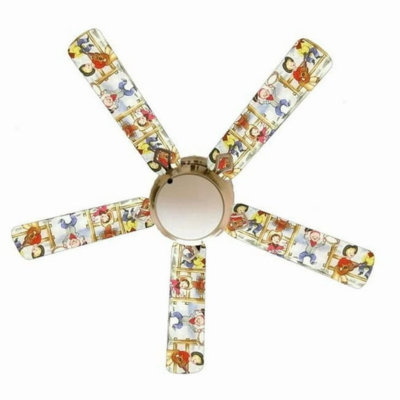 888 Cool Fans F52-0001024 52 in. Cowboy Kids Rodeo 5-Blades White Ceiling Fan with Lamp
