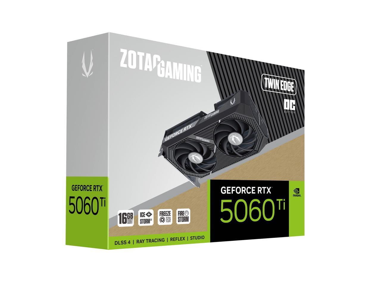 ZOTAC Twin Edge OC GeForce RTX 5060 Ti PCI Express 5.0 x8 16GB 128-Bit GDDR7 Graphics Card ZT-B50620H-10M