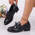 thumbnail image 4 of Busydd Womens Loafers Fashion Glossy Chunky Block Heel Dress Shoes Casual Comfortable Closed Toe Solid Color Slip On Shoes, 4 of 8