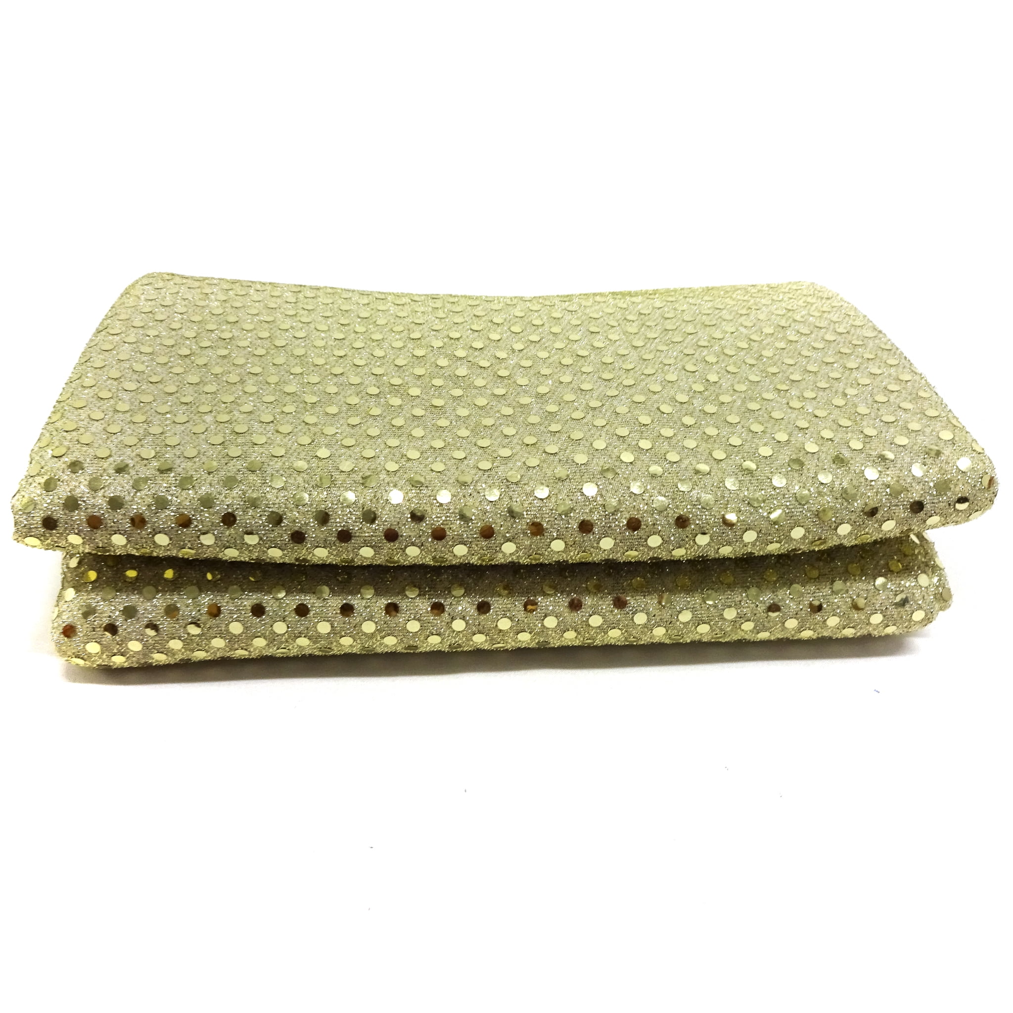 Shason Textile 37.5” x 1.5 Yards Wide 3mm Spangle Knit Sequin Holographic Precut Fabric, Gold