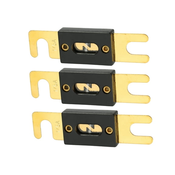 3 Pcs Mini ANL Fuses 175A Audio CD Fuse for Car Motorcycle Boat Gold Tone Black
