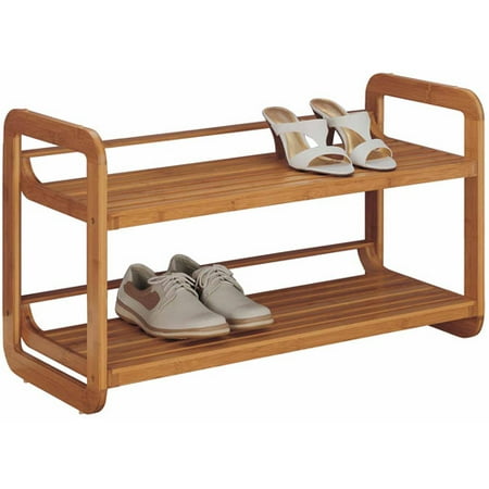 stackable rack shoe tier organize bamboo walmart