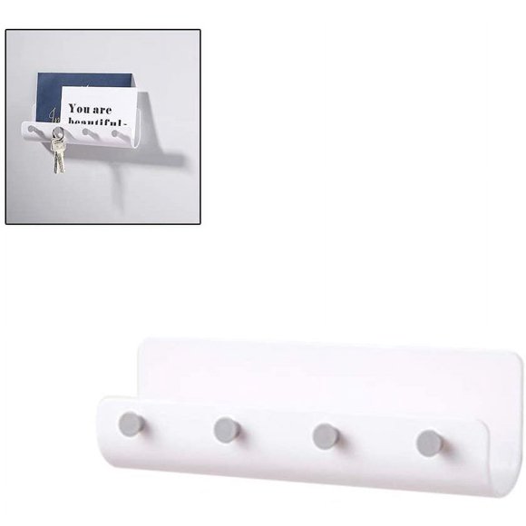 Wall Mount Key Board Storage Shelf - U-Shaped Hook Rack Small Key Board Self Adhesive ABS Wall Hooks for Keys, Scarves, Can Jackets, Hats.