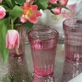 thumbnail image 3 of STPgoods Pink Faceted Stackable Drinking Glasses Set 4 Pcs 8.45 fl oz Glass Tumbler Set Water Glasses, 3 of 10