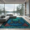thumbnail image 2 of ODIKA Teal Stained Ocean Mosaic Entryway Beachy Cherry Nautical Turtle Refined Foldable Easy Care for Queen Size Bedroom, Under Bed, Master Suite, 2 of 7